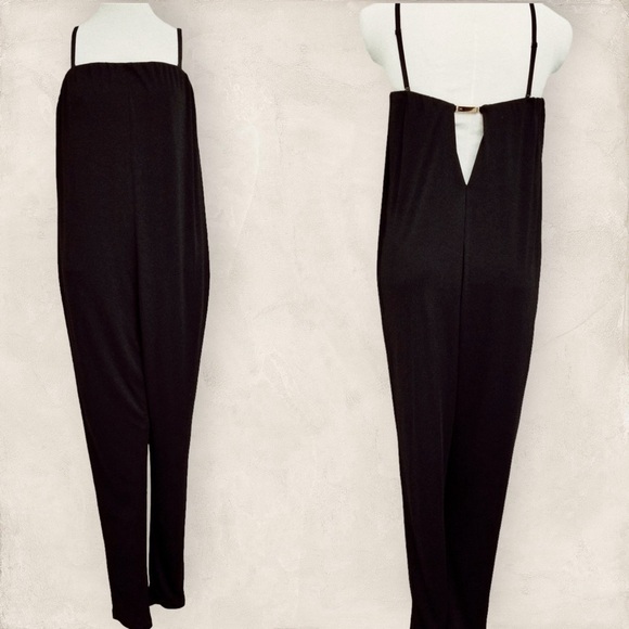 NWT Halston Heritage Black Adjustable Strap Polyester Jumpsuit Size Small - Picture 4 of 15